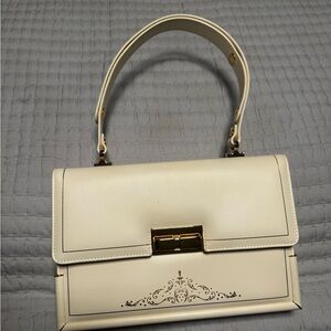 Elegant Cream Shoulder Bag with Gold Detailing